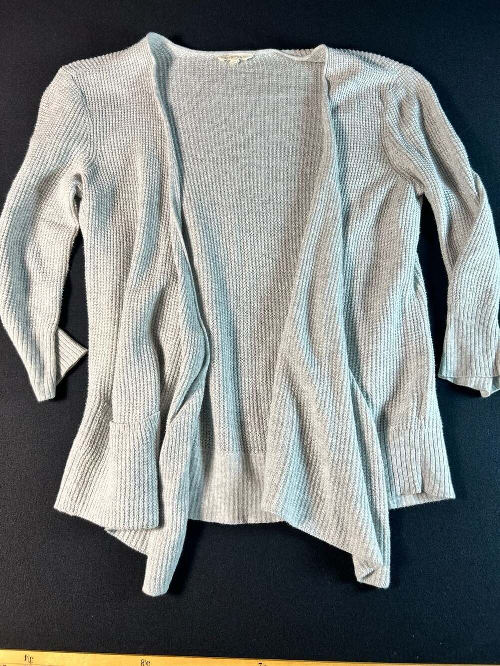 Eileen Fisher Womens S Cardigan Heather Gray 100% Organic Cotton Open Front